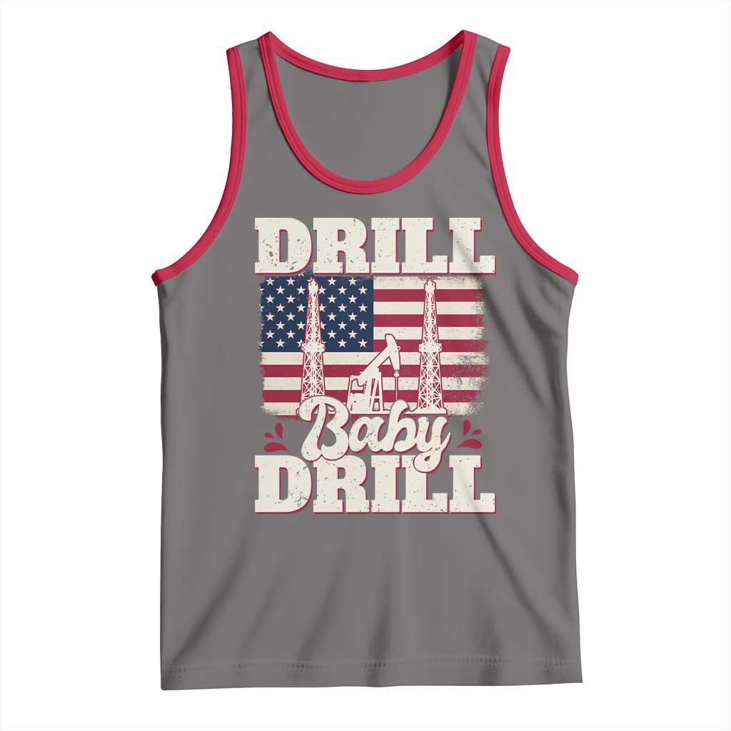 Drill Baby Drill American Flag Tank Top Retro Oilfield Oil Rig Patriot - Wonder Print Shop