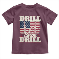 Drill Baby Drill American Flag Toddler T Shirt Retro Oilfield Oil Rig Patriot - Wonder Print Shop