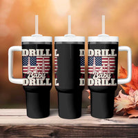 Drill Baby Drill American Flag Tumbler With Handle Retro Oilfield Oil Rig Patriot - Wonder Print Shop