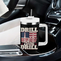 Drill Baby Drill American Flag Tumbler With Handle Retro Oilfield Oil Rig Patriot - Wonder Print Shop