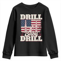 Drill Baby Drill American Flag Youth Sweatshirt Retro Oilfield Oil Rig Patriot - Wonder Print Shop