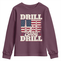 Drill Baby Drill American Flag Youth Sweatshirt Retro Oilfield Oil Rig Patriot - Wonder Print Shop