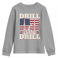Drill Baby Drill American Flag Youth Sweatshirt Retro Oilfield Oil Rig Patriot - Wonder Print Shop