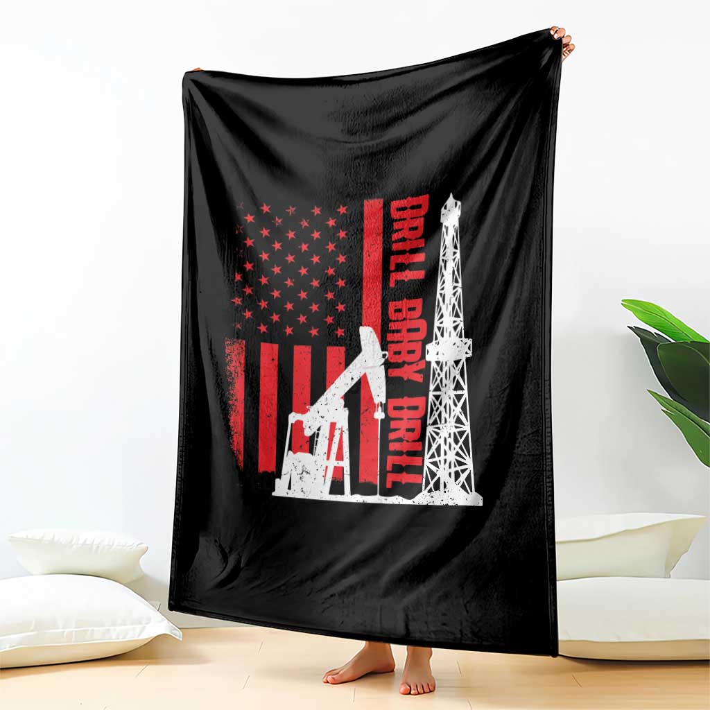 Drill Baby Drill American Flag Throw Blanket Distressed Oil Rig Oildfield Energy Industry - Wonder Print Shop
