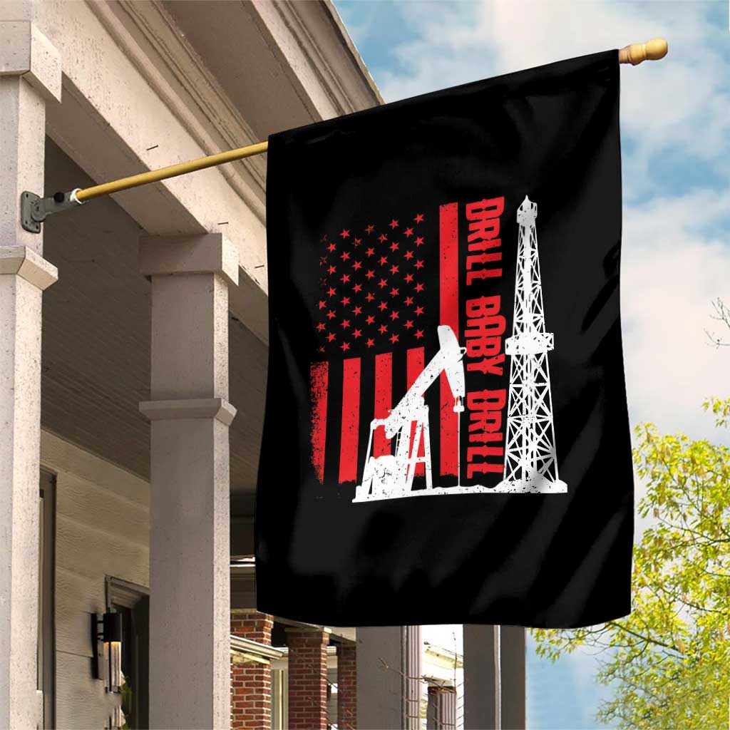 Drill Baby Drill American Flag Garden Flag Distressed Oil Rig Oildfield Energy Industry - Wonder Print Shop
