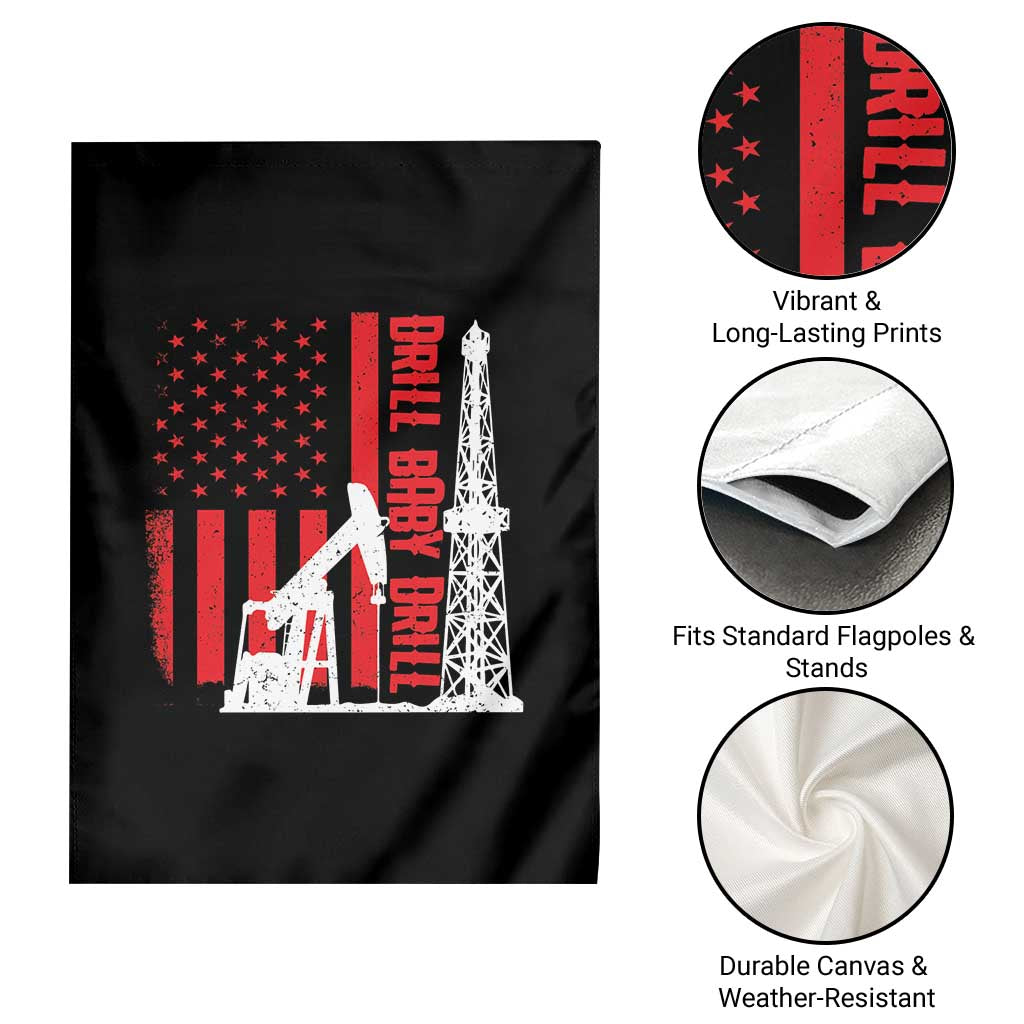 Drill Baby Drill American Flag Garden Flag Distressed Oil Rig Oildfield Energy Industry - Wonder Print Shop