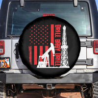 Drill Baby Drill American Flag Spare Tire Cover Distressed Oil Rig Oildfield Energy Industry - Wonder Print Shop