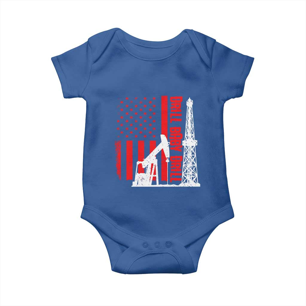 Drill Baby Drill American Flag Baby Onesie Distressed Oil Rig Oildfield Energy Industry - Wonder Print Shop
