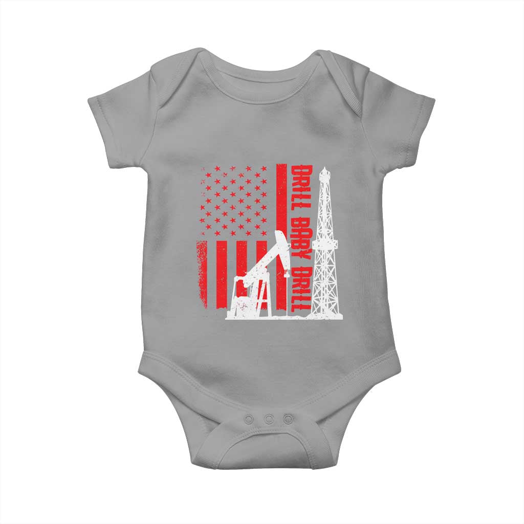 Drill Baby Drill American Flag Baby Onesie Distressed Oil Rig Oildfield Energy Industry - Wonder Print Shop