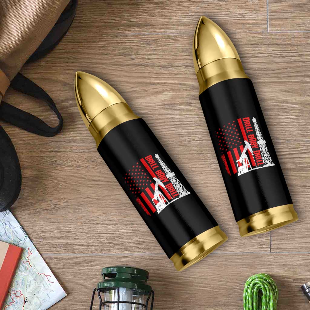 Drill Baby Drill American Flag Bullet Tumbler Distressed Oil Rig Oildfield Energy Industry - Wonder Print Shop