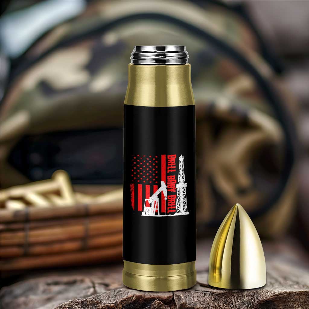 Drill Baby Drill American Flag Bullet Tumbler Distressed Oil Rig Oildfield Energy Industry - Wonder Print Shop
