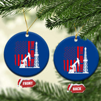 Drill Baby Drill American Flag Ceramic Ornament Distressed Oil Rig Oildfield Energy Industry - Wonder Print Shop