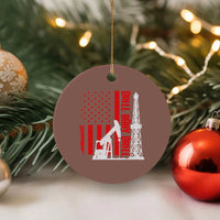 Drill Baby Drill American Flag Ceramic Ornament Distressed Oil Rig Oildfield Energy Industry - Wonder Print Shop