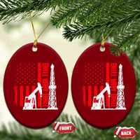 Drill Baby Drill American Flag Ceramic Ornament Distressed Oil Rig Oildfield Energy Industry - Wonder Print Shop