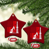Drill Baby Drill American Flag Ceramic Ornament Distressed Oil Rig Oildfield Energy Industry - Wonder Print Shop