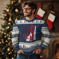 Drill Baby Drill American Flag Ugly Christmas Sweater Distressed Oil Rig Oildfield Energy Industry - Wonder Print Shop