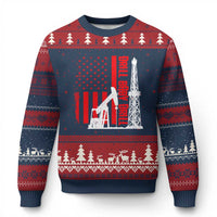 Drill Baby Drill American Flag Ugly Christmas Sweater Distressed Oil Rig Oildfield Energy Industry - Wonder Print Shop