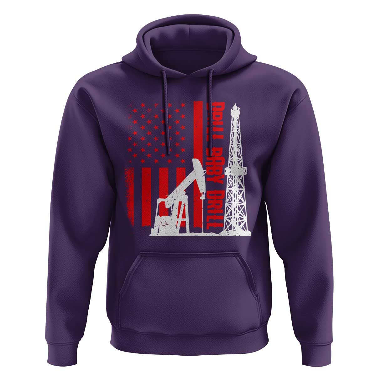 Drill Baby Drill American Flag Hoodie Distressed Oil Rig Oildfield Energy Industry - Wonder Print Shop