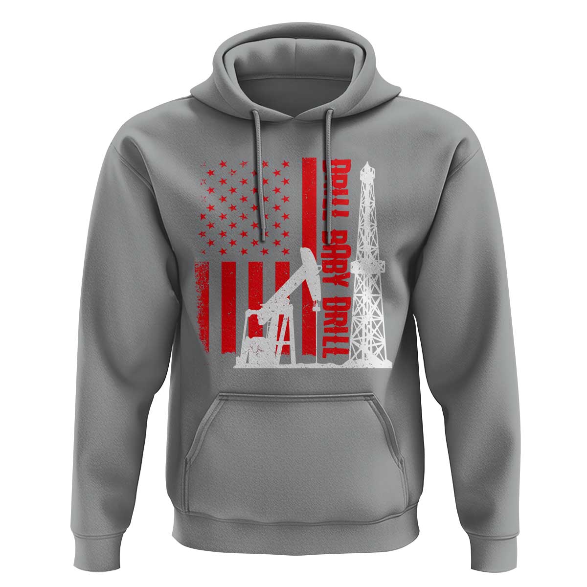 Drill Baby Drill American Flag Hoodie Distressed Oil Rig Oildfield Energy Industry - Wonder Print Shop