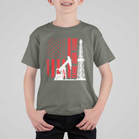 Drill Baby Drill American Flag T Shirt For Kid Distressed Oil Rig Oildfield Energy Industry - Wonder Print Shop