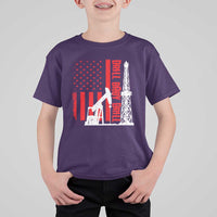Drill Baby Drill American Flag T Shirt For Kid Distressed Oil Rig Oildfield Energy Industry - Wonder Print Shop
