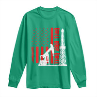 Drill Baby Drill American Flag Long Sleeve Shirt Distressed Oil Rig Oildfield Energy Industry - Wonder Print Shop