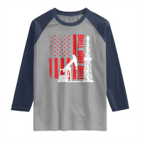 Drill Baby Drill American Flag Raglan Shirt Distressed Oil Rig Oildfield Energy Industry - Wonder Print Shop