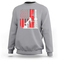 Drill Baby Drill American Flag Sweatshirt Distressed Oil Rig Oildfield Energy Industry - Wonder Print Shop
