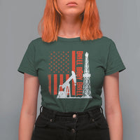 Drill Baby Drill American Flag T Shirt For Women Distressed Oil Rig Oildfield Energy Industry - Wonder Print Shop