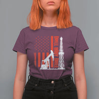 Drill Baby Drill American Flag T Shirt For Women Distressed Oil Rig Oildfield Energy Industry - Wonder Print Shop