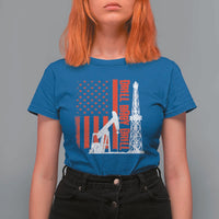 Drill Baby Drill American Flag T Shirt For Women Distressed Oil Rig Oildfield Energy Industry - Wonder Print Shop