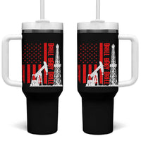 Drill Baby Drill American Flag Tumbler With Handle Distressed Oil Rig Oildfield Energy Industry - Wonder Print Shop