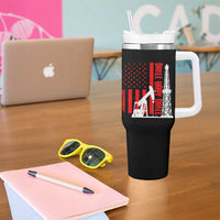 Drill Baby Drill American Flag Tumbler With Handle Distressed Oil Rig Oildfield Energy Industry - Wonder Print Shop