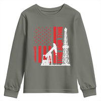 Drill Baby Drill American Flag Youth Sweatshirt Distressed Oil Rig Oildfield Energy Industry - Wonder Print Shop