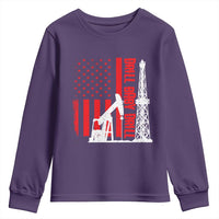 Drill Baby Drill American Flag Youth Sweatshirt Distressed Oil Rig Oildfield Energy Industry - Wonder Print Shop