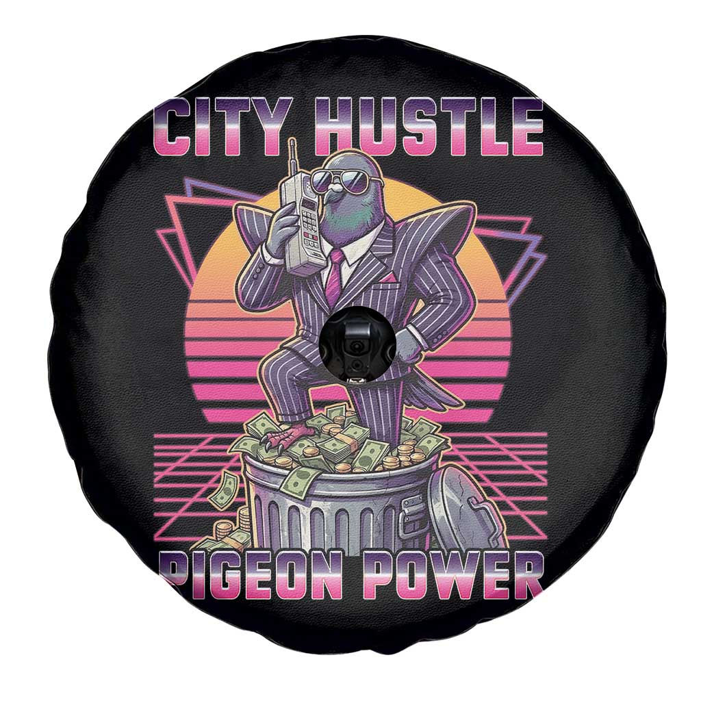 Retro City Hustle Pigeon Power Spare Tire Cover Funny 80s Style Money Bird Gangsta - Wonder Print Shop