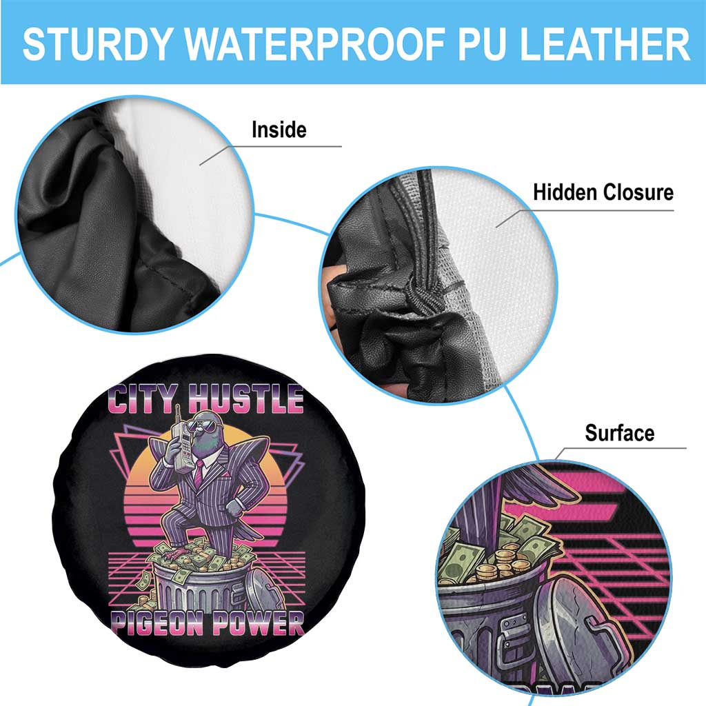 Retro City Hustle Pigeon Power Spare Tire Cover Funny 80s Style Money Bird Gangsta - Wonder Print Shop