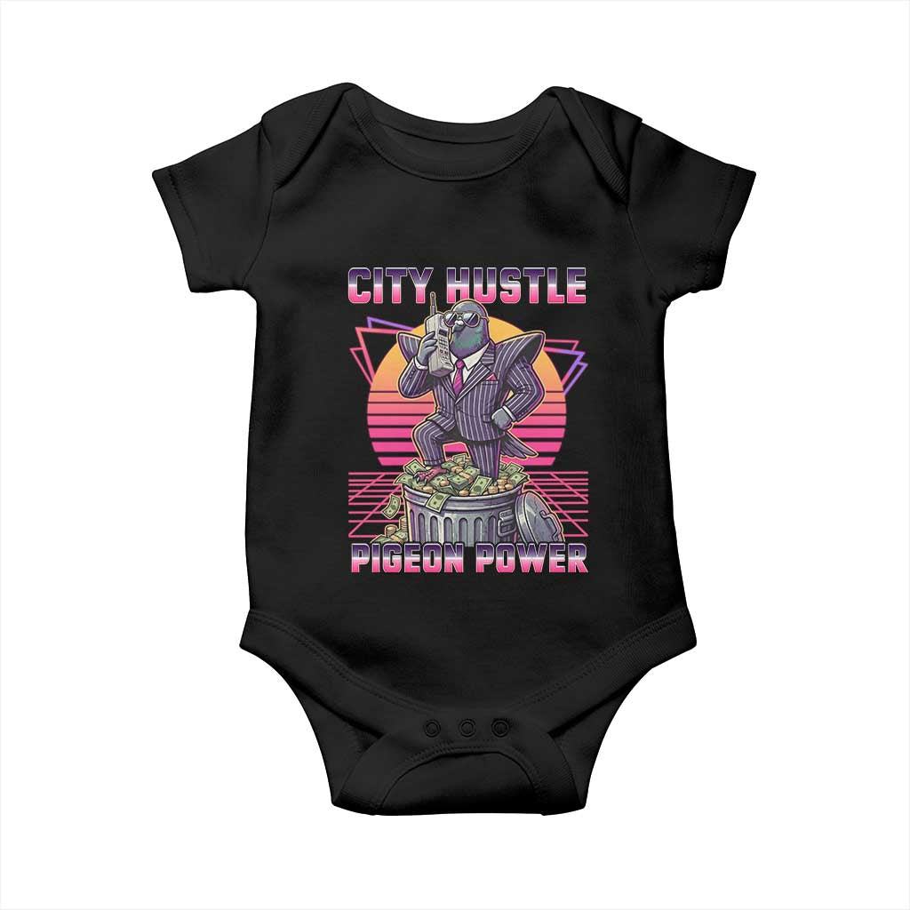 Retro City Hustle Pigeon Power Baby Onesie Funny 80s Style Money Bird Gangsta - Wonder Print Shop