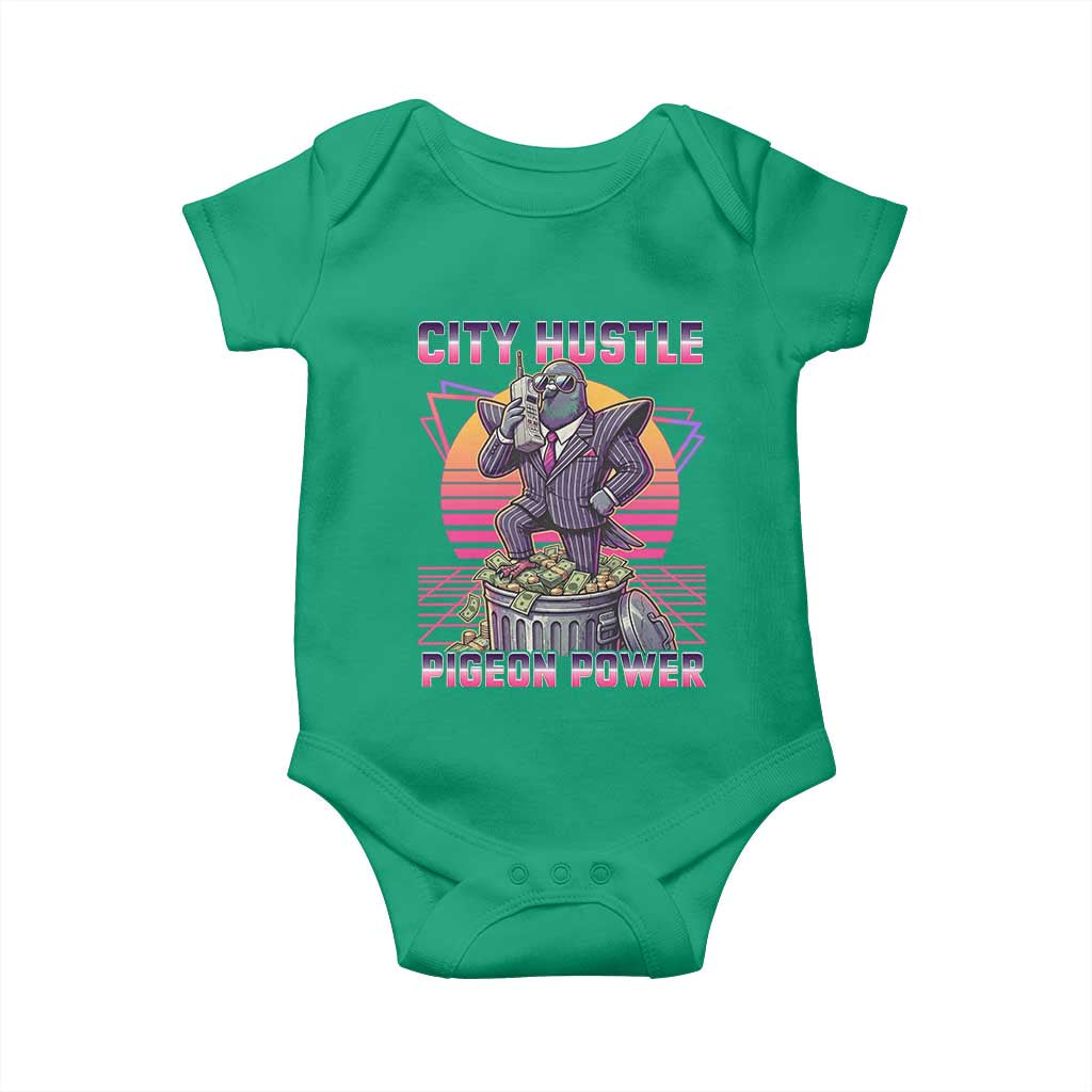 Retro City Hustle Pigeon Power Baby Onesie Funny 80s Style Money Bird Gangsta - Wonder Print Shop