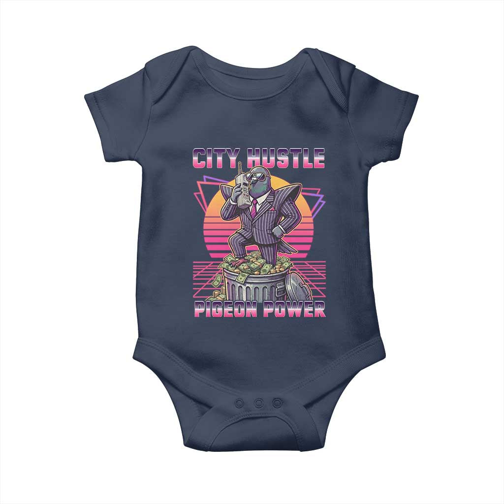 Retro City Hustle Pigeon Power Baby Onesie Funny 80s Style Money Bird Gangsta - Wonder Print Shop