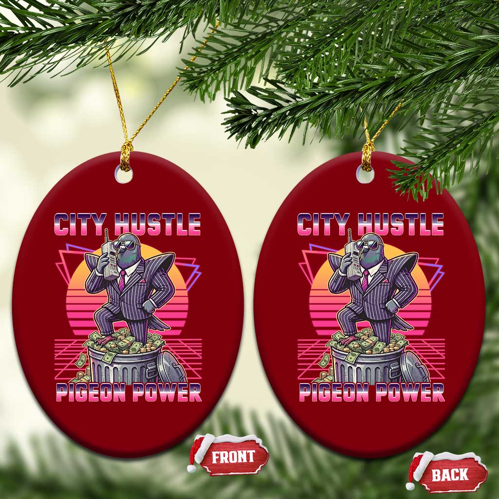 Retro City Hustle Pigeon Power Ceramic Ornament Funny 80s Style Money Bird Gangsta - Wonder Print Shop