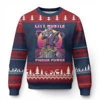 Retro City Hustle Pigeon Power Ugly Christmas Sweater Funny 80s Style Money Bird Gangsta - Wonder Print Shop