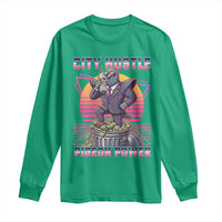 Retro City Hustle Pigeon Power Long Sleeve Shirt Funny 80s Style Money Bird Gangsta - Wonder Print Shop