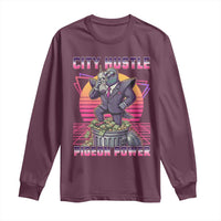 Retro City Hustle Pigeon Power Long Sleeve Shirt Funny 80s Style Money Bird Gangsta - Wonder Print Shop