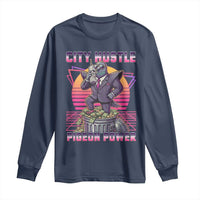 Retro City Hustle Pigeon Power Long Sleeve Shirt Funny 80s Style Money Bird Gangsta - Wonder Print Shop