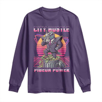Retro City Hustle Pigeon Power Long Sleeve Shirt Funny 80s Style Money Bird Gangsta - Wonder Print Shop