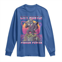 Retro City Hustle Pigeon Power Long Sleeve Shirt Funny 80s Style Money Bird Gangsta - Wonder Print Shop