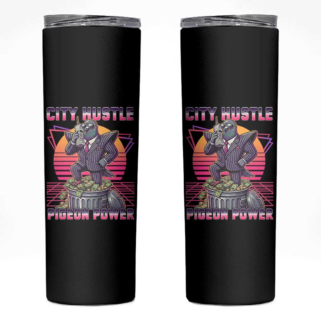 Retro City Hustle Pigeon Power Skinny Tumbler Funny 80s Style Money Bird Gangsta - Wonder Print Shop