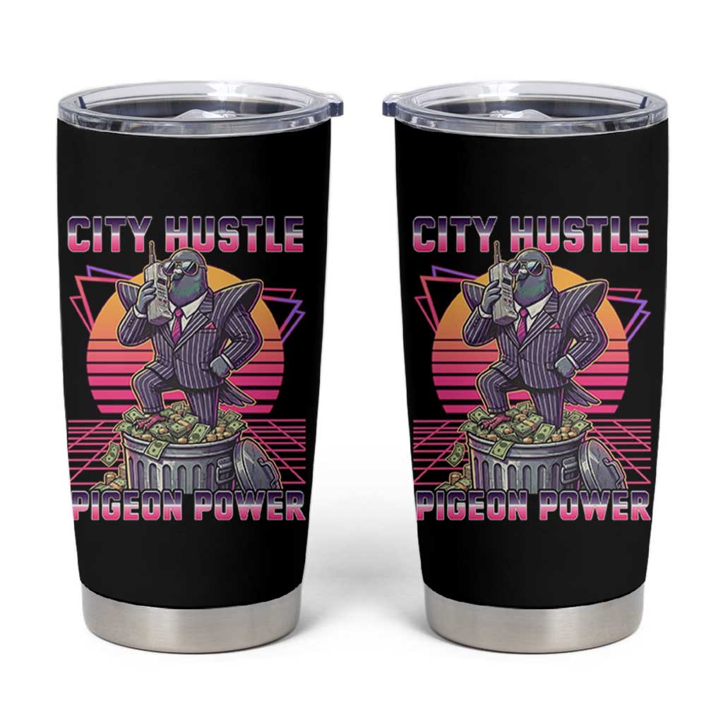 Retro City Hustle Pigeon Power Tumbler Cup Funny 80s Style Money Bird Gangsta - Wonder Print Shop