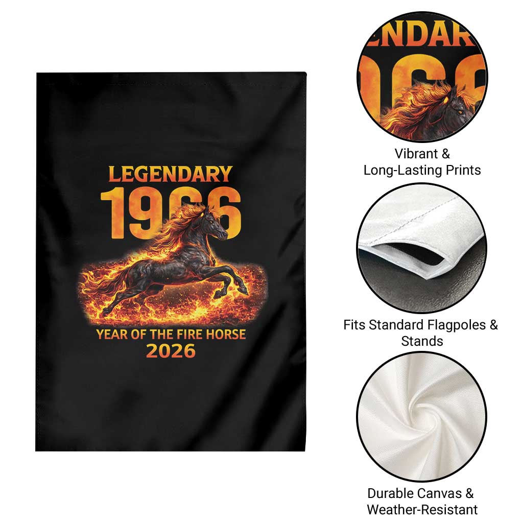 Legendary 1966 Year of the Fire Horse Garden Flag Fiery 2026 Zodiac Birthday Gift - Wonder Print Shop